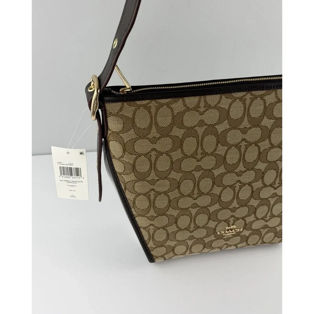 Coach Signature Small Dufflette Crossbody Shoulder Bag, Khaki, Brown, NWT $225